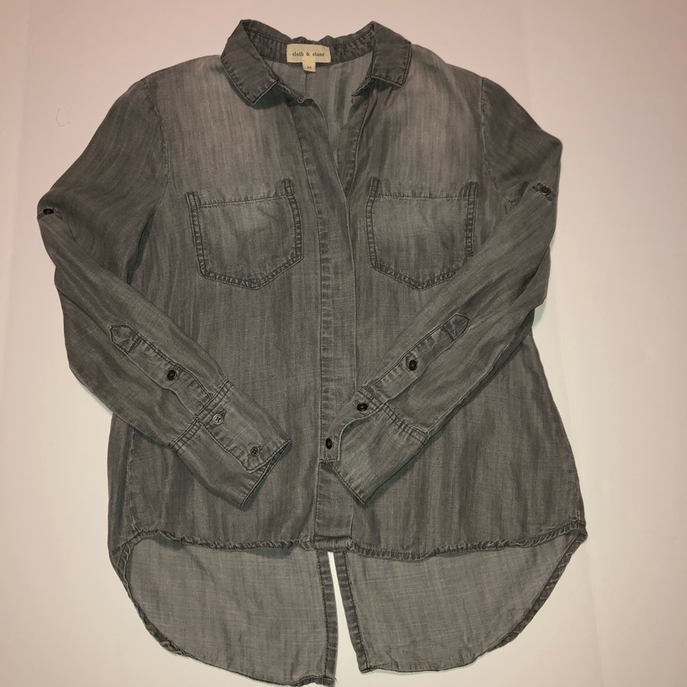 Gray Wash cloth & stone button down shirt
